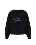 Black Sweater with Blue letters.