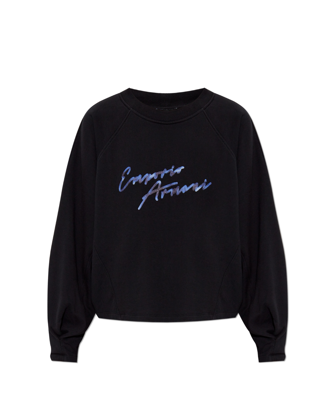 Black Sweater with Blue letters.
