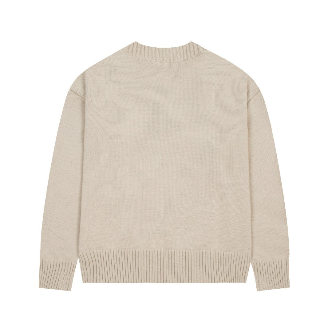 Cream Sweater with white Logo